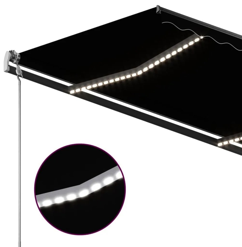 Toldo retrátil manual com luzes LED 4x3,5 m antracite