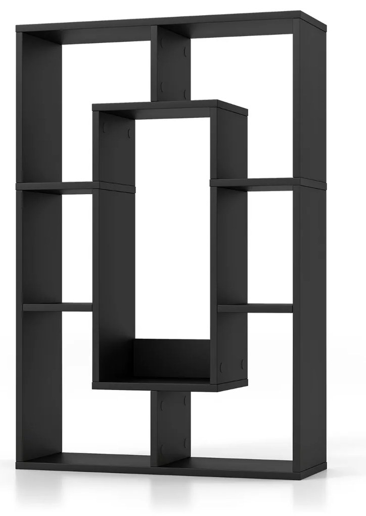 Estante Geométrica de 7 Cubos Estante Decorativa de Canto Estante de Pé com Dispositivo Antivoltas 60 x 20 x 90 cm Preto