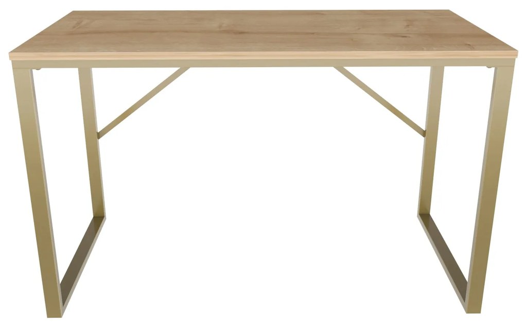 Secretária de Estudo Layton - Dourado e Carvalho - 120cm x 60cm x 74cm