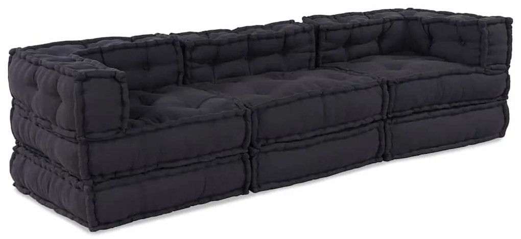 vidaXL Sofá Modular Manual 3 pcs Antracite 70 x 70 x 56 cm tecido