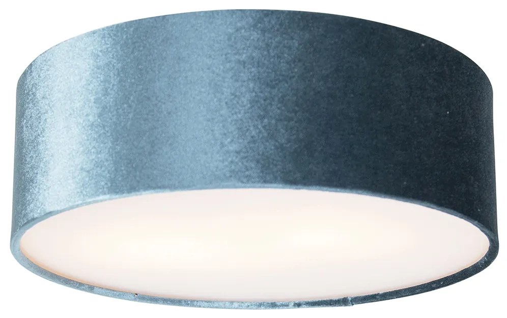 Candeeiro de teto moderno azul 30 cm com interior dourado - Drum Moderno