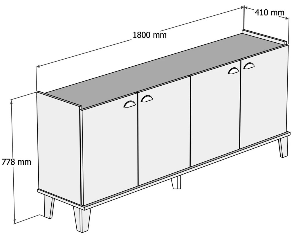 Console Sumer – Carvalho Branco – 180x77,8x41 cm