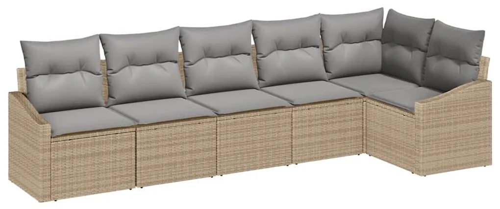 Conjunto de Sofá de Jardim 6 Peças com Almofadas Beje em Rattan Sintét