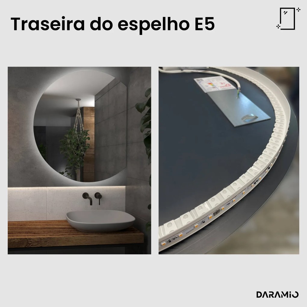 Espelho meia-lua com luz E5