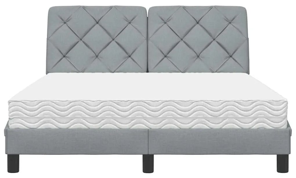 Cama com colchão 120x200 cm tecido cinza-claro