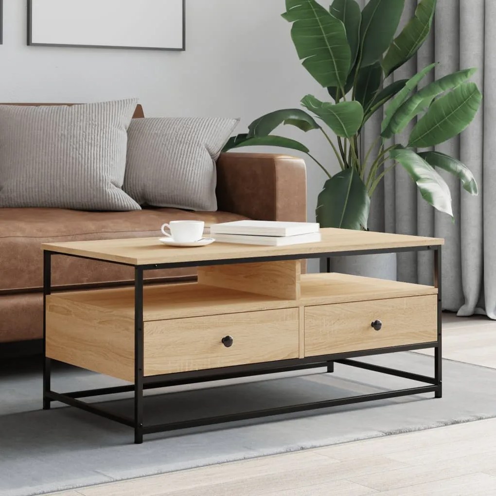 vidaXL Mesa de centro 100x51x45 cm derivados madeira carvalho sonoma