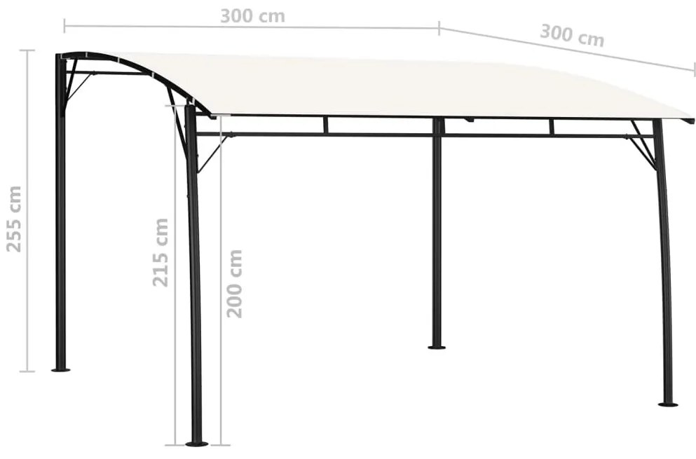 Toldo para-sol de jardim 3x3x2,55 m cor creme