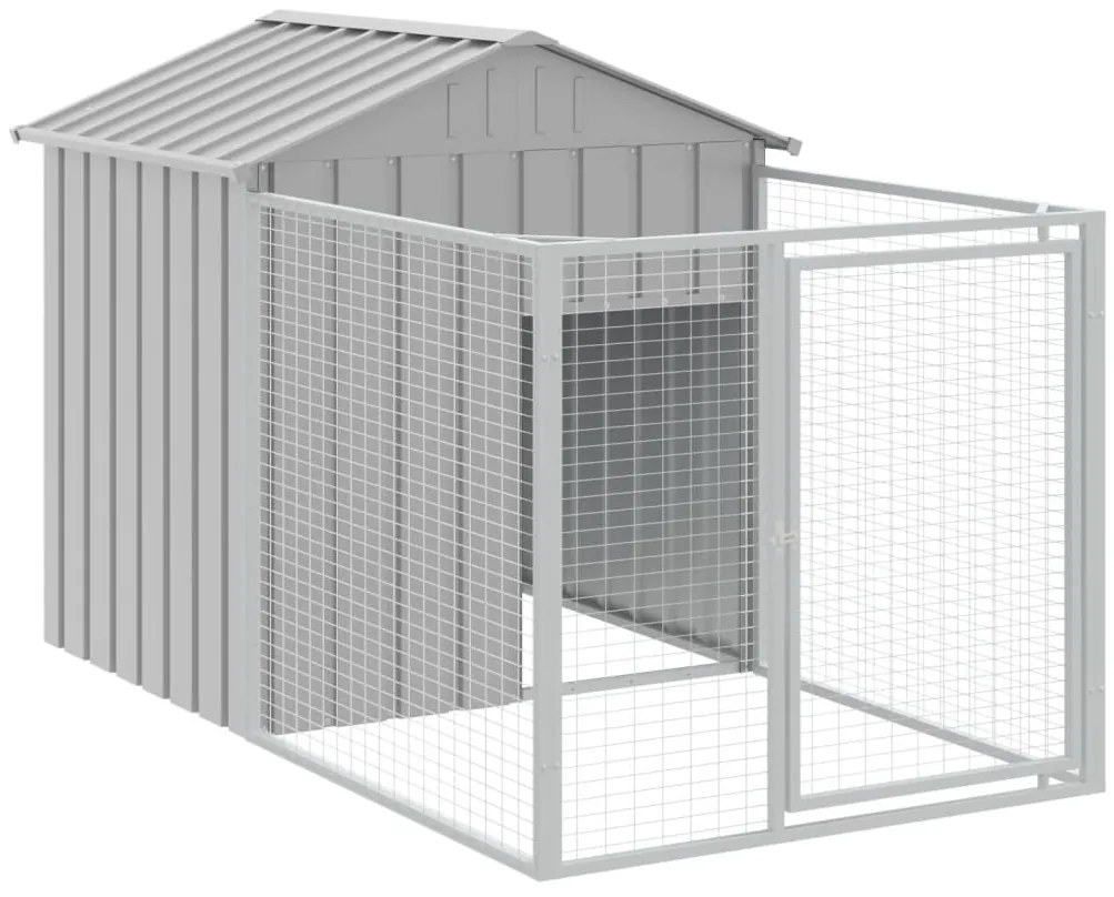 Casota para cães com telhado aço galvanizado cinzento-claro