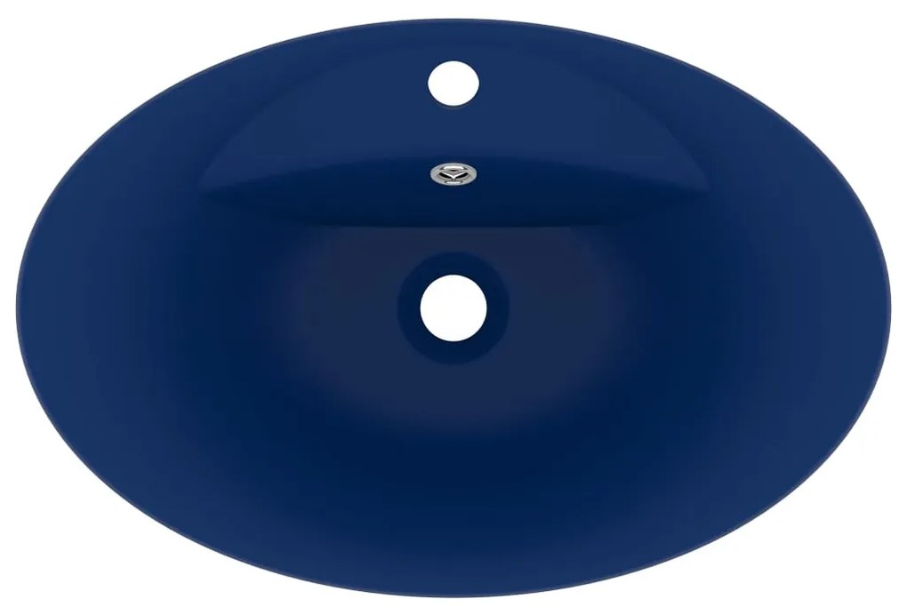 Lavatório luxuoso oval 58,5x39 cm cerâmica azul-escuro mate