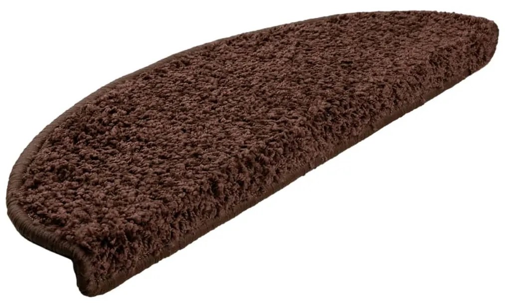 Tapetes de escada 15 pcs 65x21x4 cm castanho