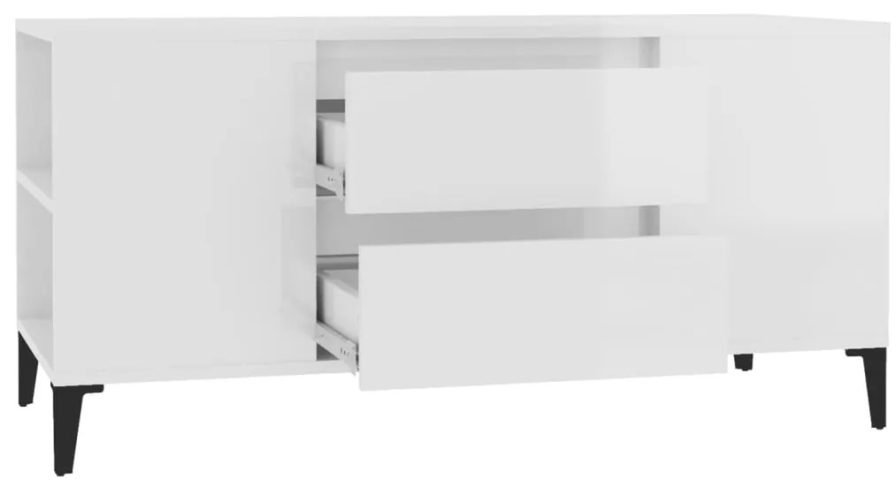 Móvel p/ TV 102x44,5x50 cm derivados madeira branco brilhante