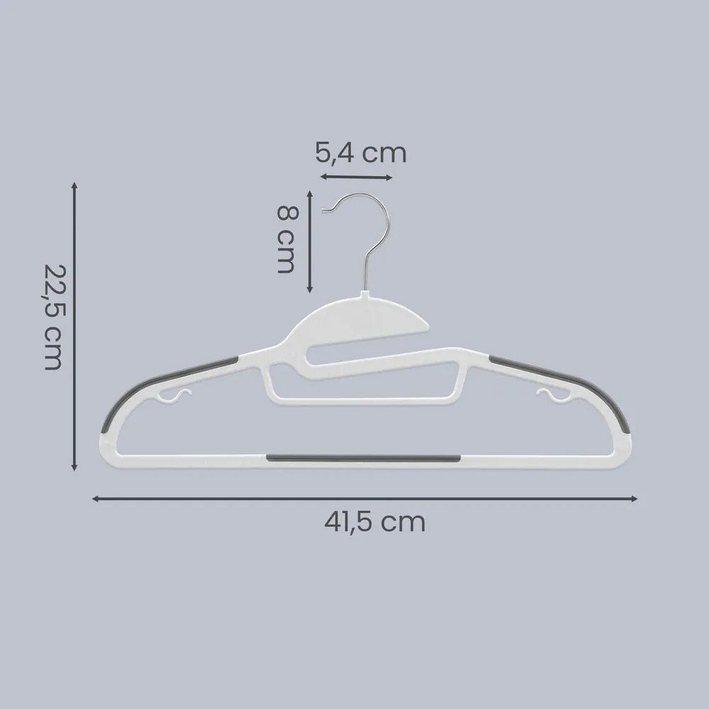 Conjunto de 20 unidades de plástico, , com abertura em forma de U branco-cinzento escuro