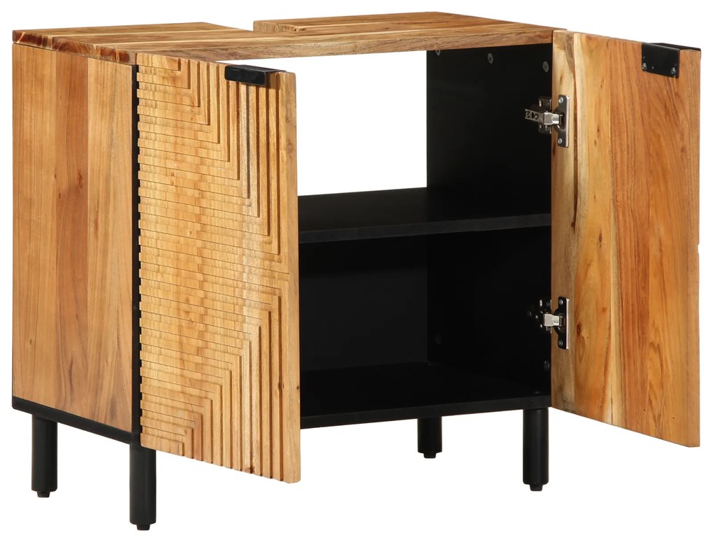 Armário de Lavabo vidaXL 62x33x58 cm Madeira Maciça de Acácia