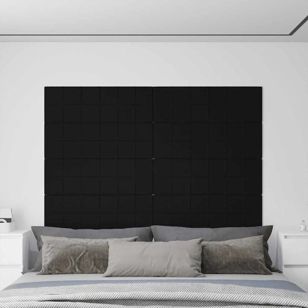 vidaXL Painel de parede 12 pcs 90x30 cm veludo 3,24 m² preto