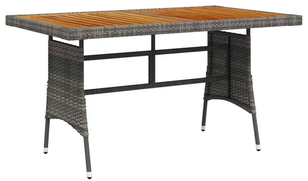 318696 vidaXL Mesa de jardim 130x70x72 cm vime PE e acácia maciça cinzento
