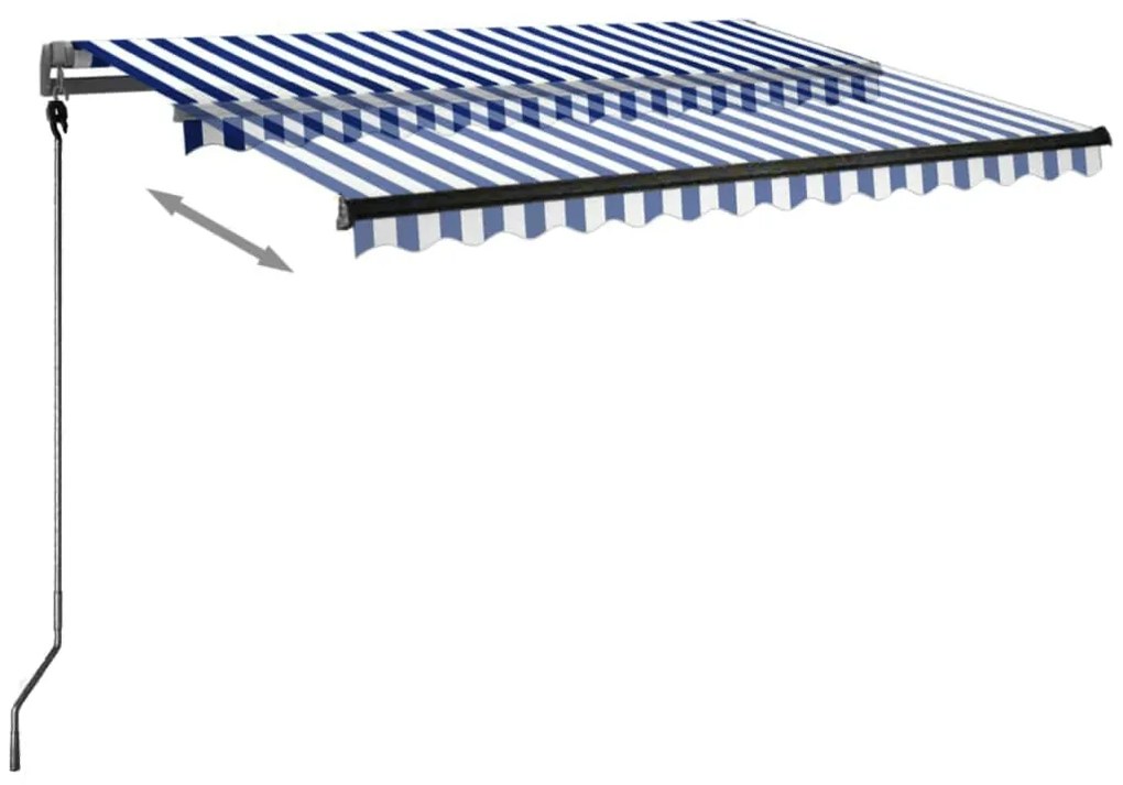 Toldo automático LED e sensor de vento 300x250 cm azul e branco