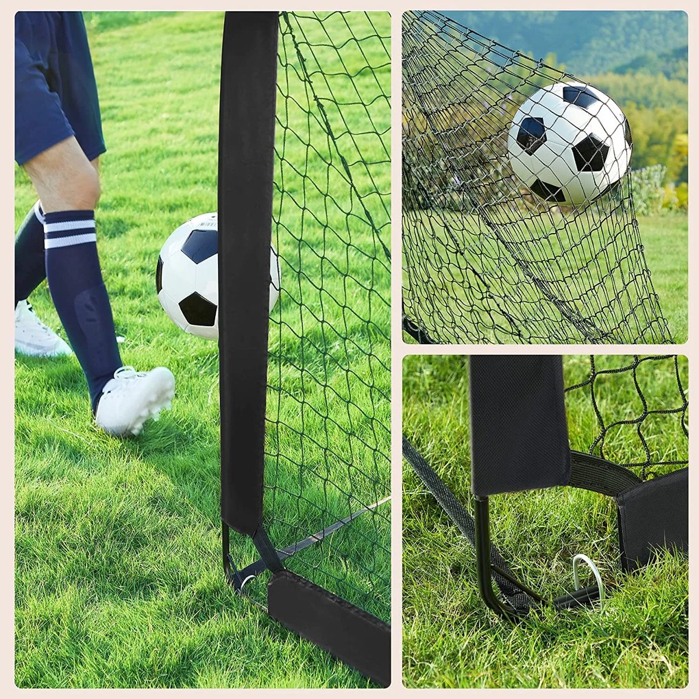 Conjunto de 2 balizas de futebol pop-up 120 x 91 x 91 cm preto