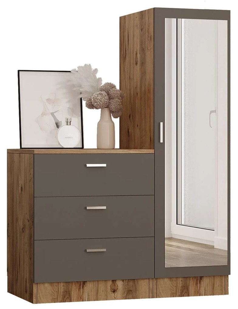 Armário Multiusos CC6 – Pinho Atlântico/Antracite – Gavetas: 60x72x45