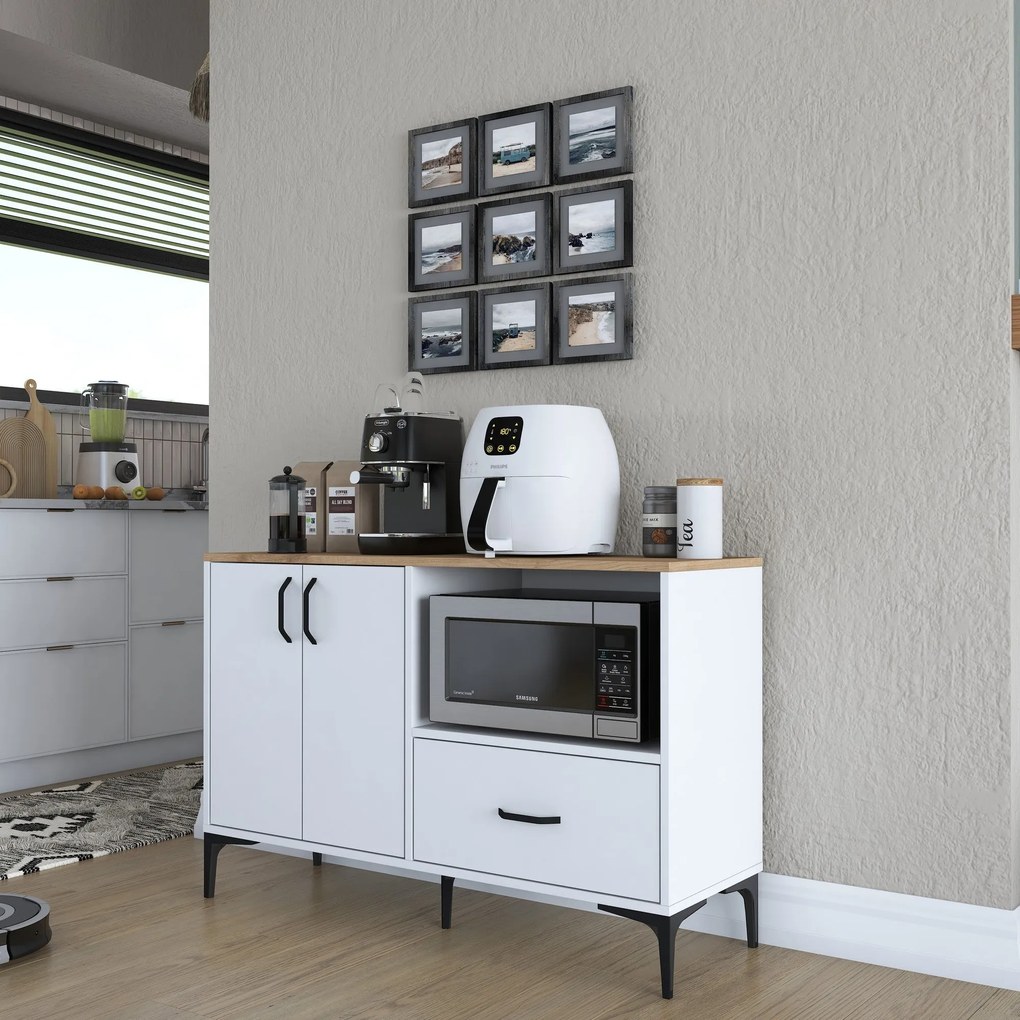 Armário Multiusos JE161 – Branco Nogueira – 120x78,6x40 cm