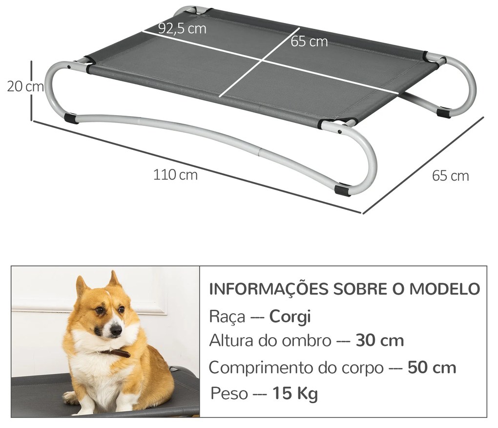 PawHut Cama Elevada para Cães Pequenos Médios Cama para Animais de Est