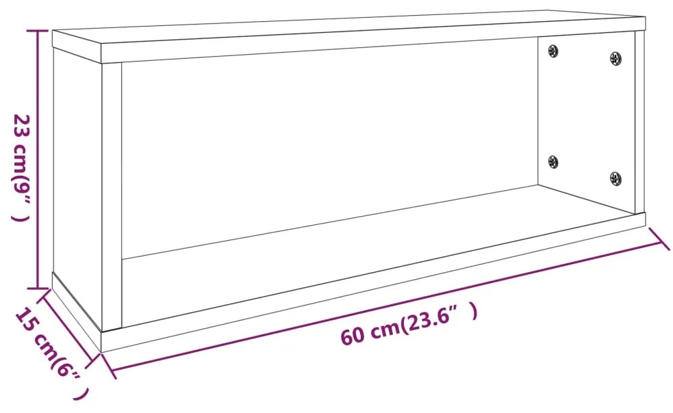 Prateleiras parede 4pcs madeira processada 60x15x23 cm castanho