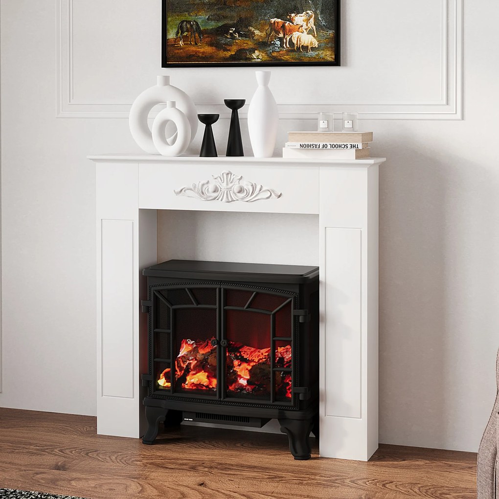 Moldura decorativa 101 x 19 x 100 cm para lareira elétrica (NÃO INCLUIDA), em madeira branca