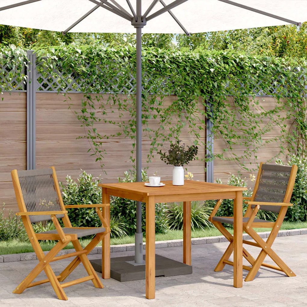 Cadeiras de jardim 2 pcs acácia maciça e polipropileno cinzento