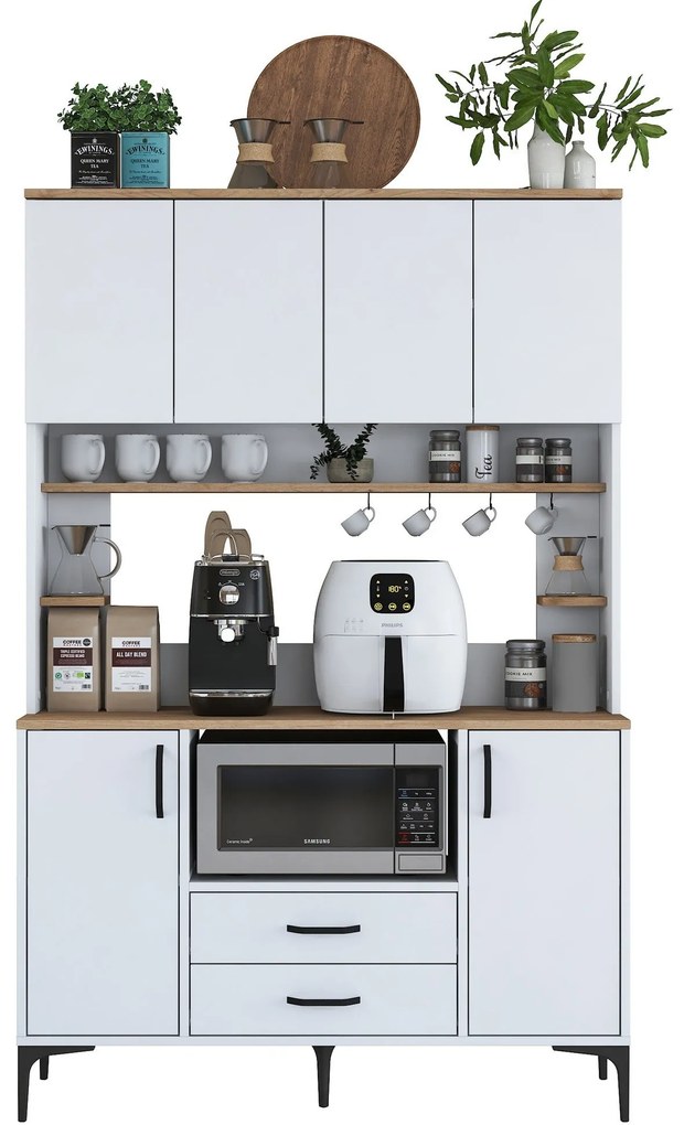 Armário Multiusos JE168 – Branco Nogueira – 120x184,2x40 cm