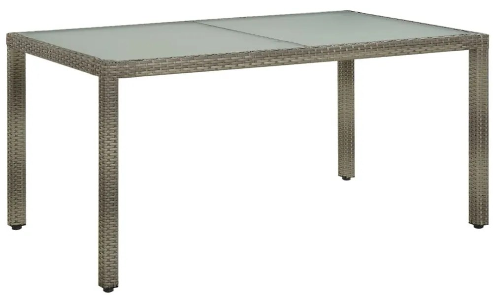 vidaXL Mesa de jardim 150x90x75 cm vidro temperado e vime PE cinzento