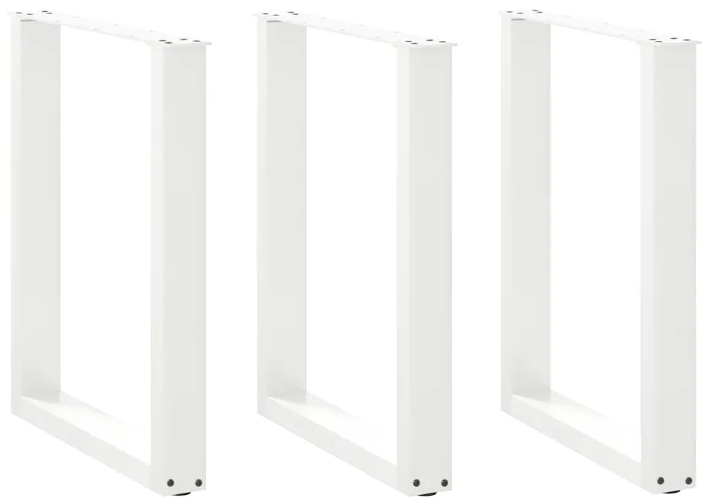 vidaXL Pés de mesa de jantar em forma de U, 3 peças, branco, 70 x (72-73) cm, aço