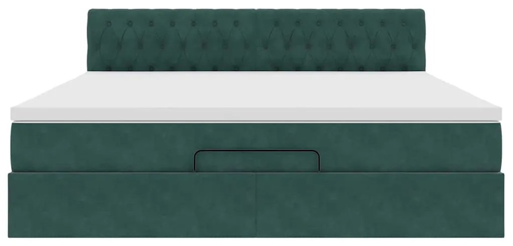 Estrutura de cama otomana com colchão 180x200 cm verde escuro