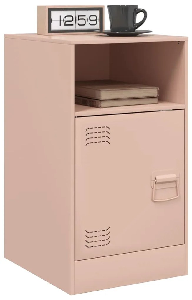 Mesas de cabeceira 2 pcs 34,5x39x62 cm aço rosa