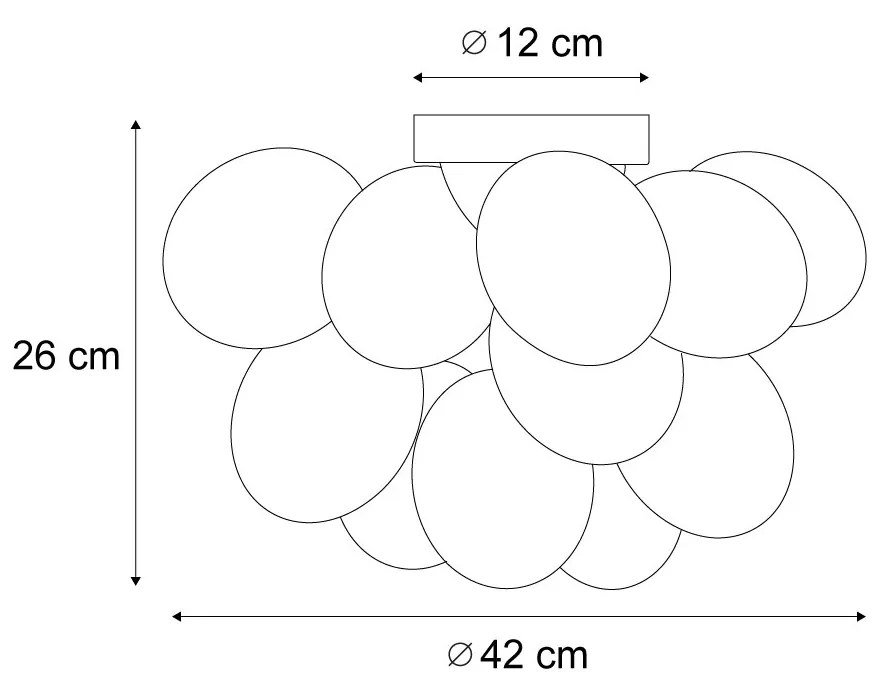 Candeeiro de Teto Design Preto com Âmbar e Vidro Fumê 4 Luzes - Uvas Design