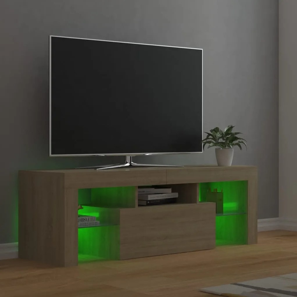 Móvel de TV com luzes LED 120x35x40 cm carvalho sonoma