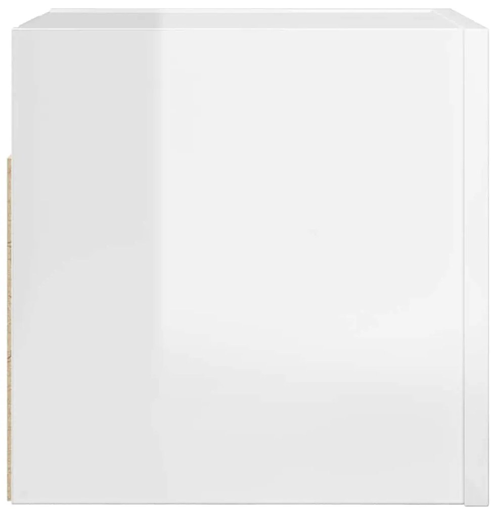 Armário de parede para TV 30,5x30x30 cm branco brilhante