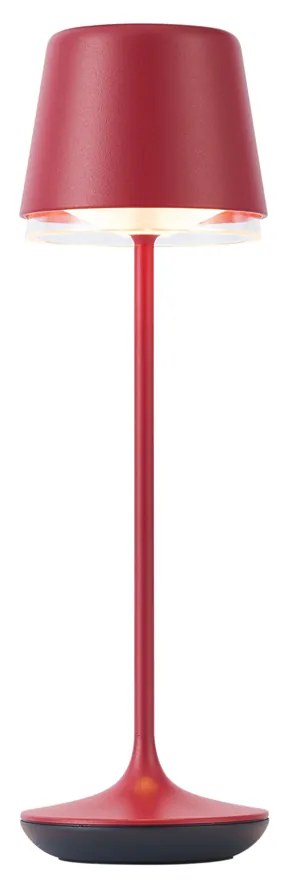 Candeeiro de mesa vermelho com LED IP65 recarregável com estação de carregamento - Treble Moderno