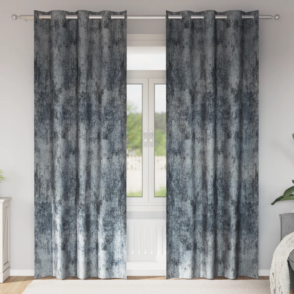 vidaXL Cortinas de Veludo 2 pcs com Ilhós Cinza Prateado 245x140 cm