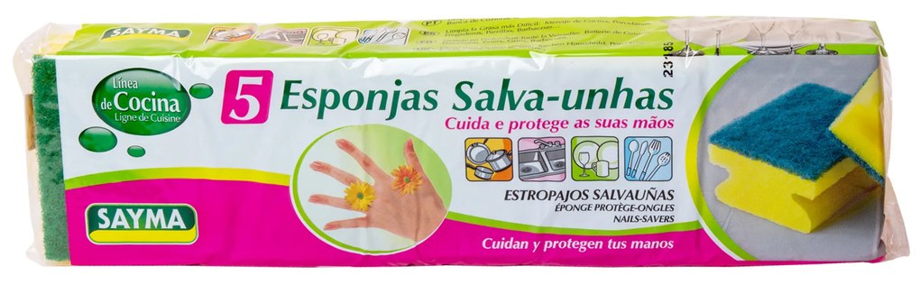 Esfregão Salva Unhas 9X7X4.5cm Pack 5