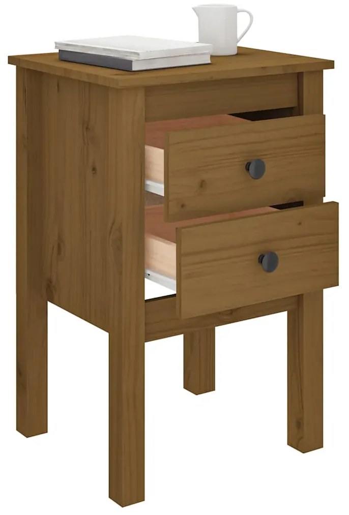 Mesa de cabeceira 40x35x61,5 cm pinho maciço castanho mel