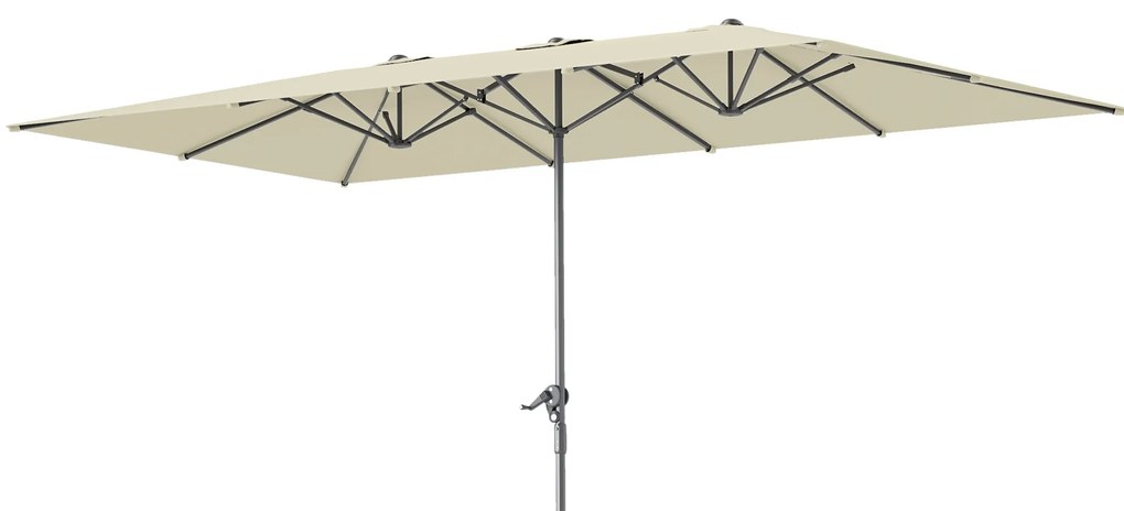 Outsunny Chapéu de Sol Duplo 4,5x2,6 m Chapéu de Sol de Jardim com Manivela Mastro de Alumínio Impermeável e Proteção UV50+ Creme