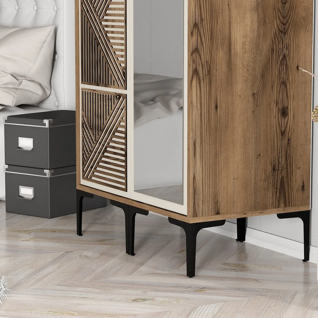 Roupeiro Kumsal PR – Nogueira e Creme – 80x47,5x201,4 cm