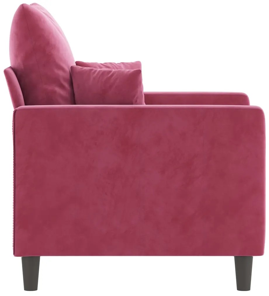 Poltrona 60 cm veludo vermelho-tinto
