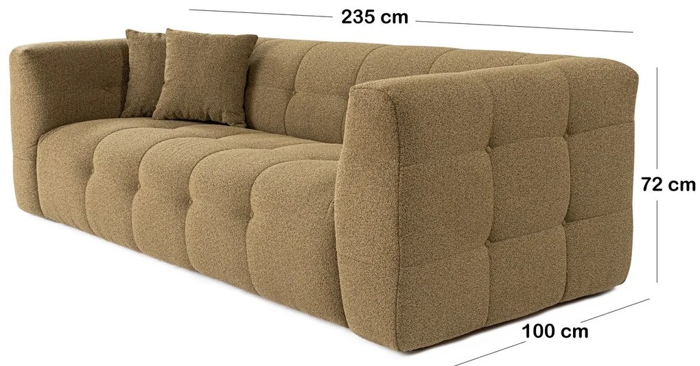Sofá de 3 Lugares Cady – Bege Kaki – 235 x 100 x 72 cm