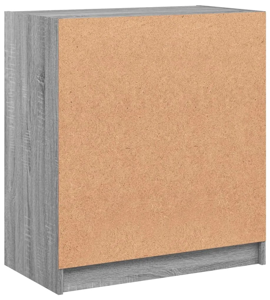 Armário de apoio c/ portas de vidro 68x37x75,5 cm cinza sonoma