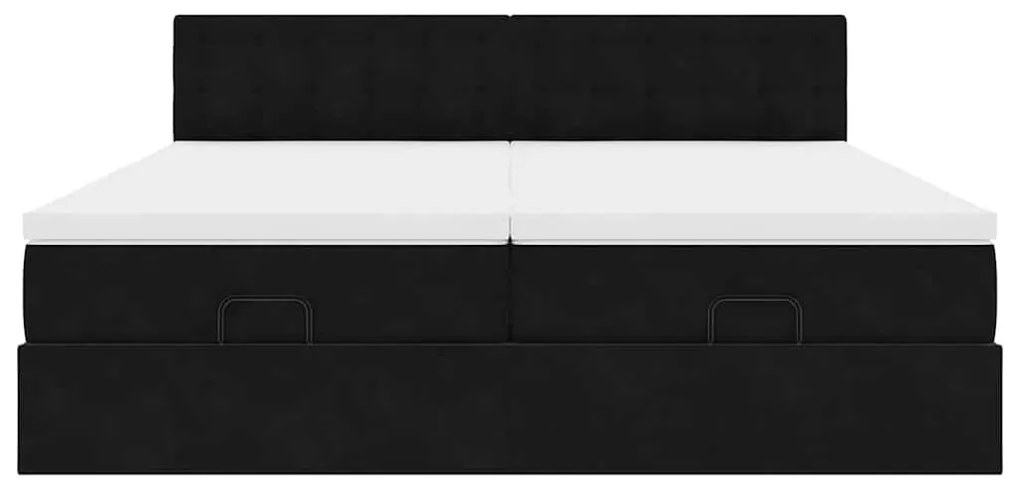 Estrutura de cama otomana com colchões 160x200 cm veludo preto