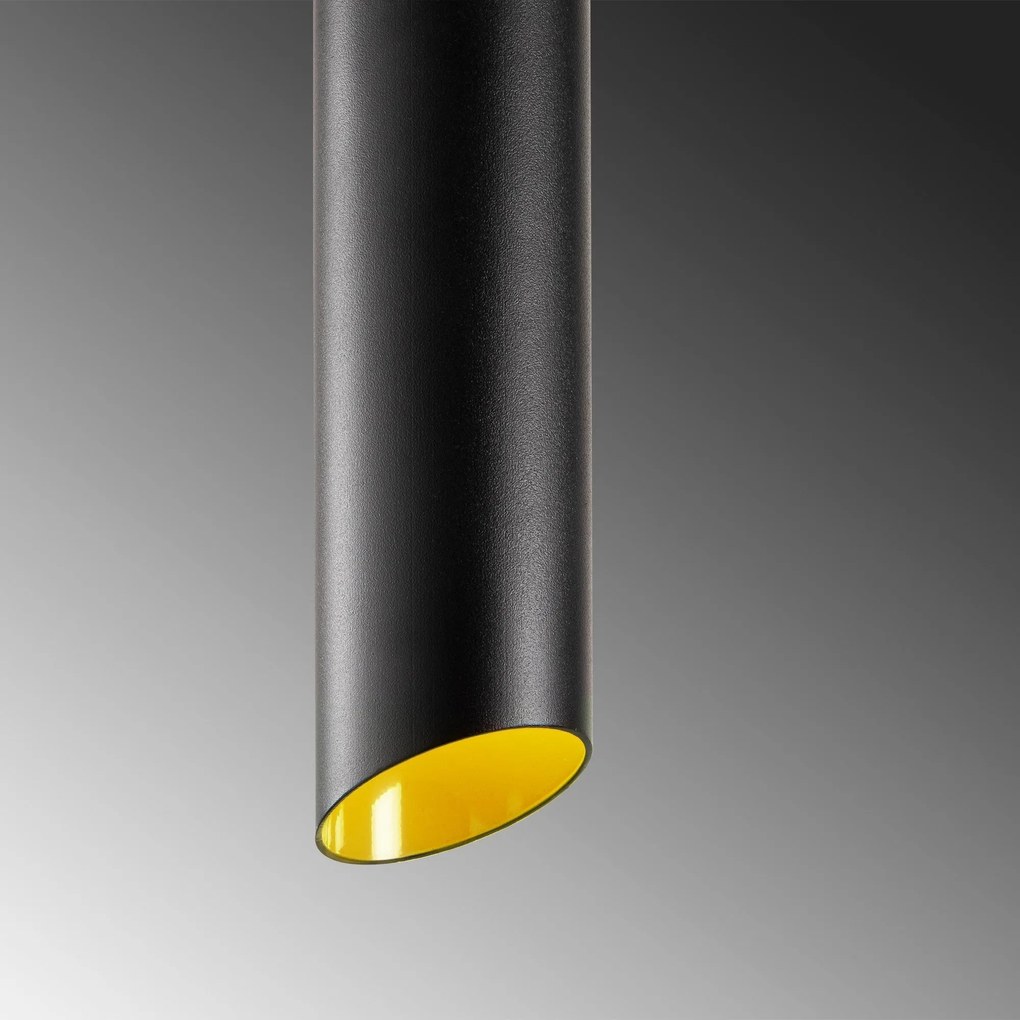Candeeiro Chandelier Sivani – Preto e Amarelo – Diâmetro 35 cm, Altura