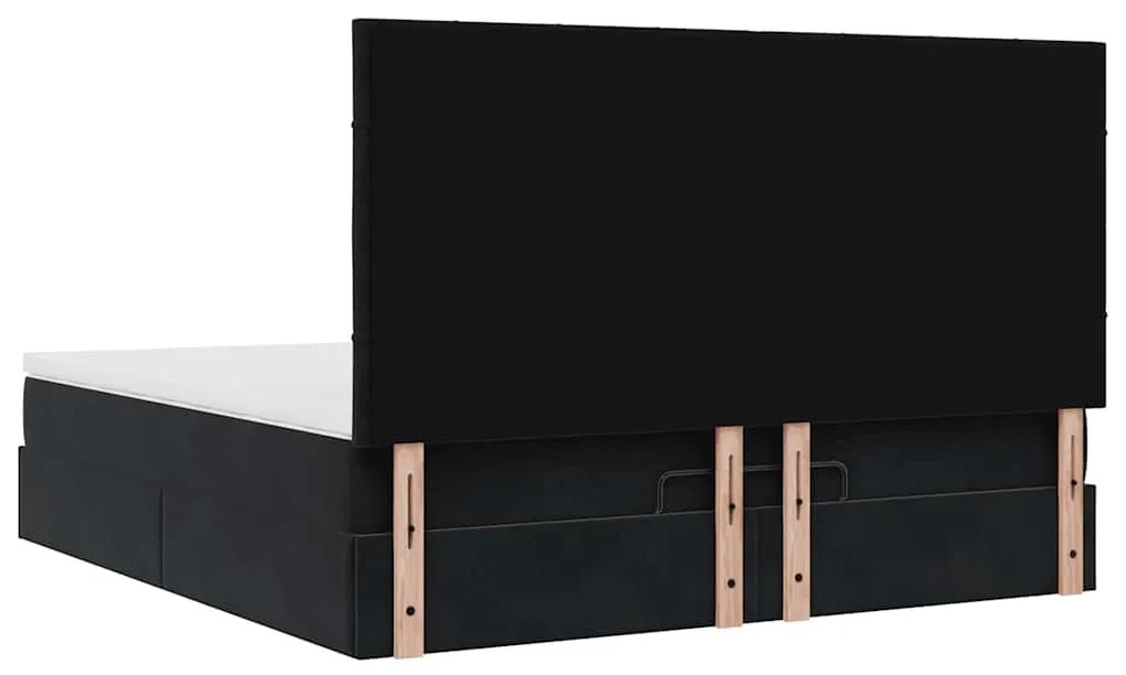 Estrutura de cama otomana com colchões 160x200 cm veludo preto