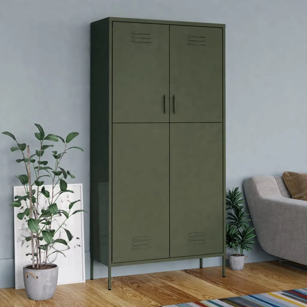 Roupeiro 90x50x180 cm aço verde-azeitona