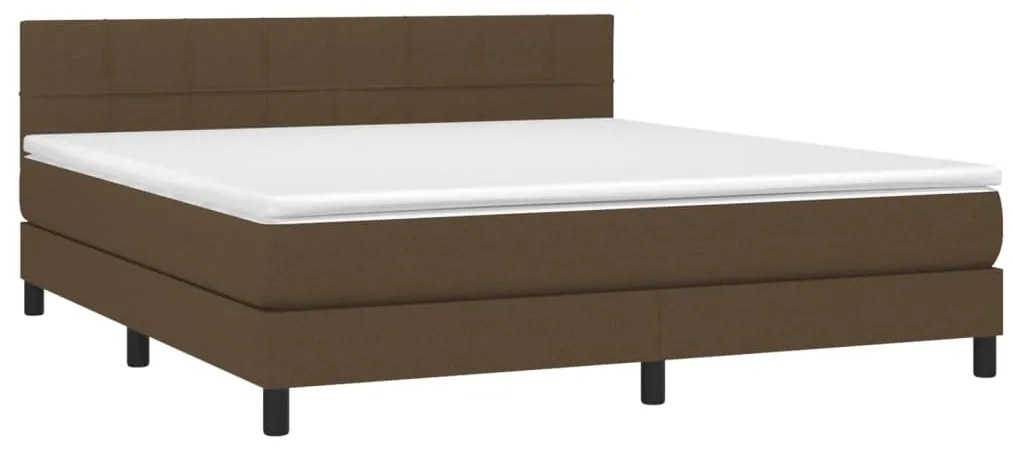 Cama com molas/colchão 160x200 cm tecido castanho-escuro
