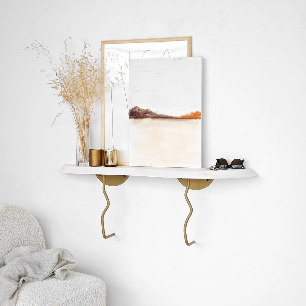 Prateleira de Parede Lierre – Dourada e Branca – 99 cm